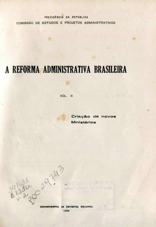 Capa do Livro A Reforma Administrativa Brasileira-V.II