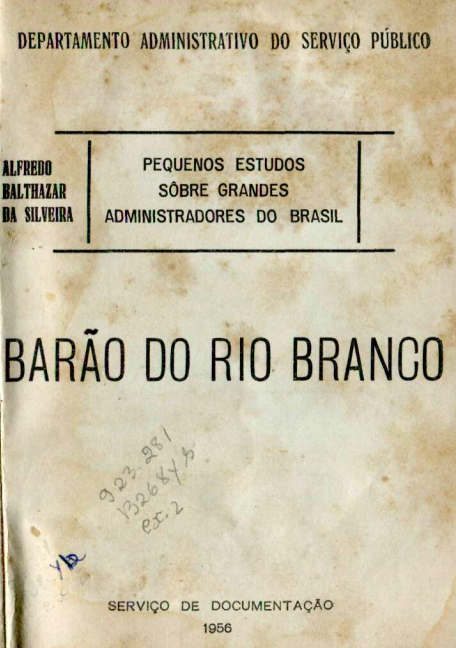 Capa do Livro Pequenos Estudos Sobre Administradores Brasileiros-Barão do Rio Branco