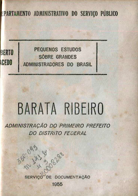 Capa do Livro Pequenos Estudos Sobre Administradores do Brasil- Barata Ribeiro