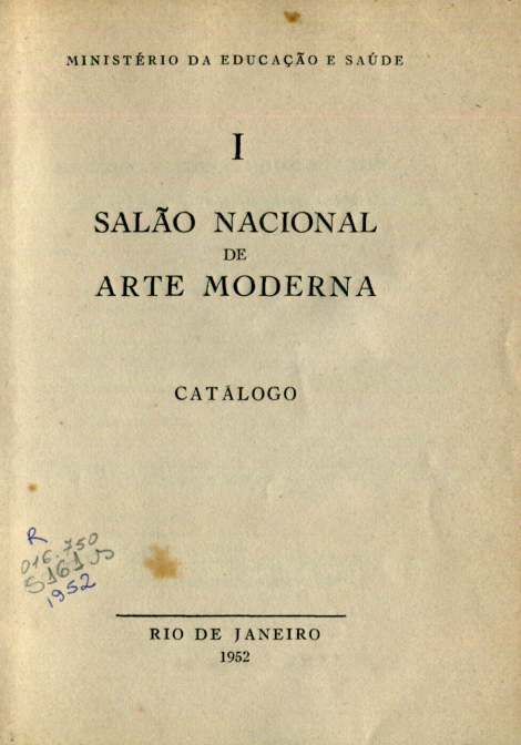 Capa do Livro I Salão Nacional de Arte Moderna - Catálogo 1952