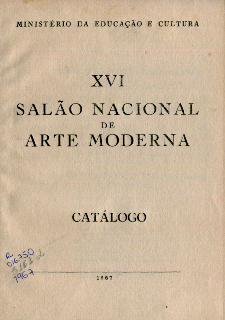 Capa do Livro XVI Salão Nacional de Arte Moderna - Catálogo 1967