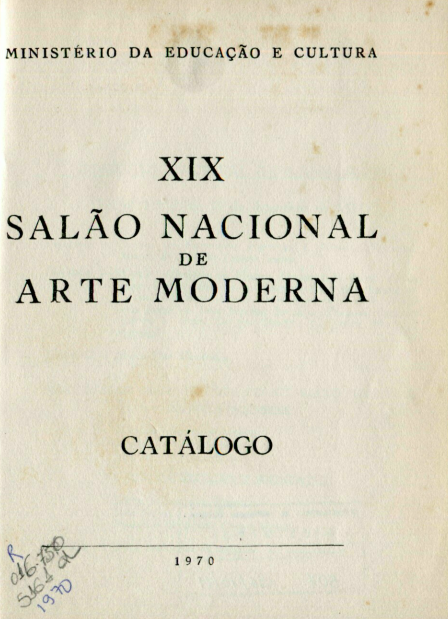 Capa do Livro XIX Salão Nacional de Arte Moderna - Catálogo 1970