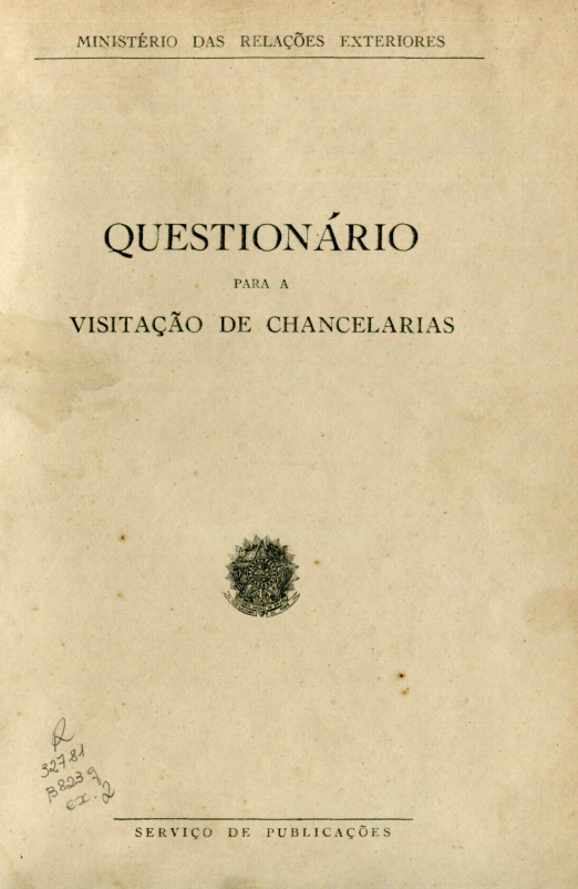 Capa do Livro Questionário para a Visitação de Chancelarias
