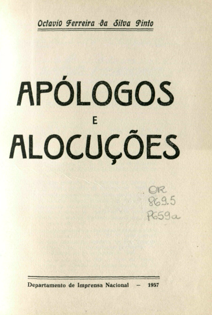 Capa do Livro Apólogos e Alocuções