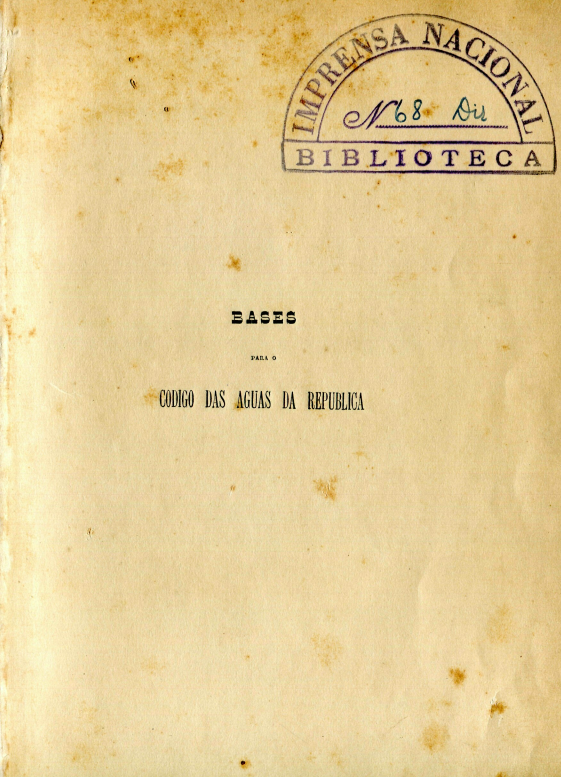 Capa do Livro Bases para o Código das Aguas da República