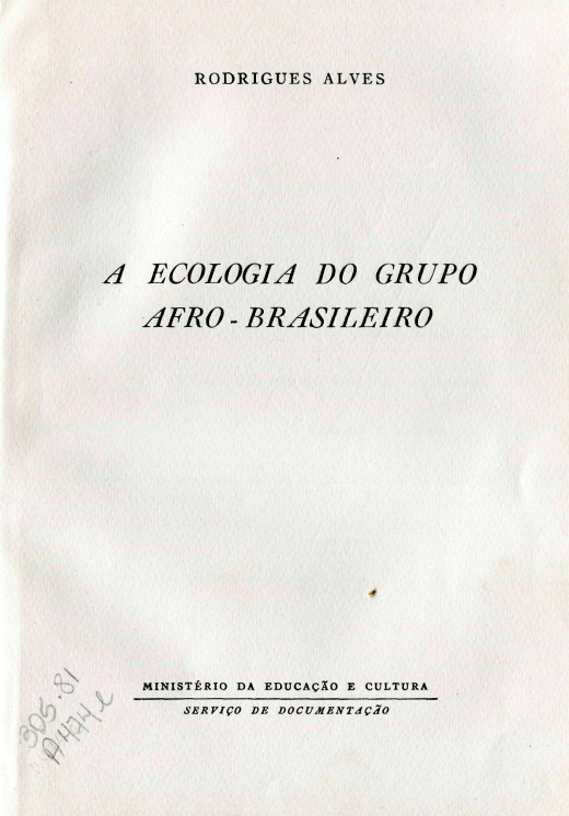 Capa do Livro A Ecologia do Grupo Afro-Brasileiro