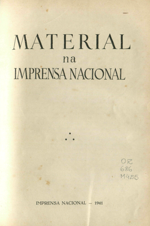 Capa do Livro Material na Imprensa Nacional