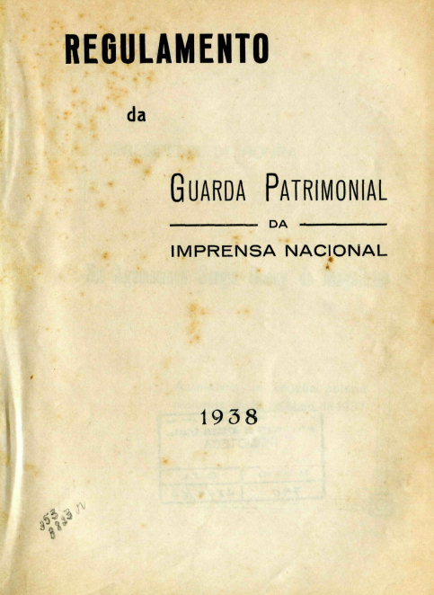 Capa do Livro Regulamento da Guarda Patrimonial da Imprensa Nacional