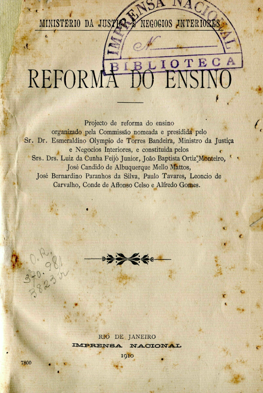 Capa do Livro Reforma do Ensino
