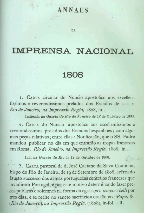 Capa do Livro ANNAES 1808