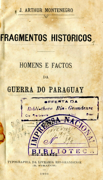 Capa do Livro Fragmentos Historicos - Homens e Factos da Guerra do Paraguay