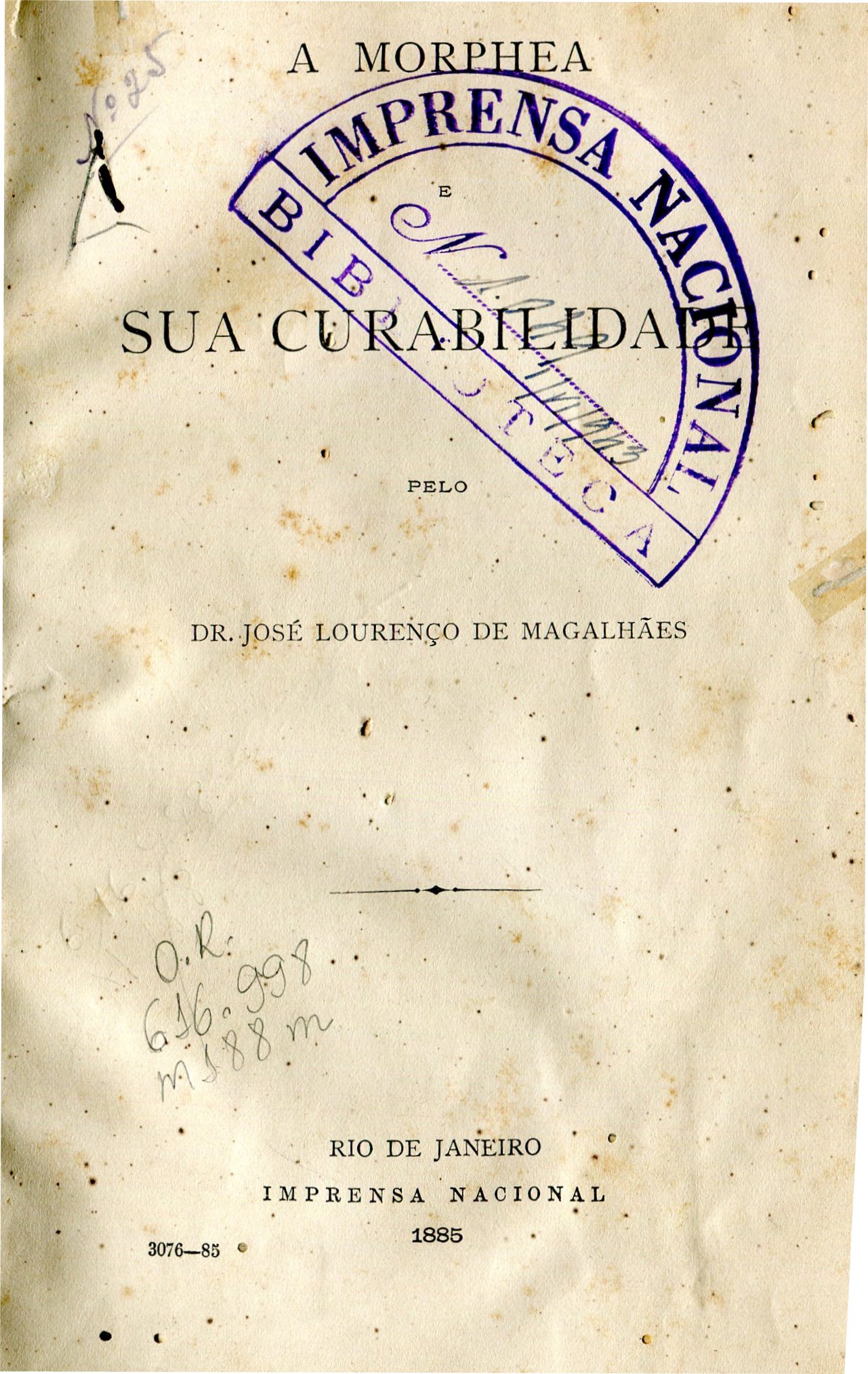 Capa do Livro A Morphea e a sua Curabilidade - 616.998
