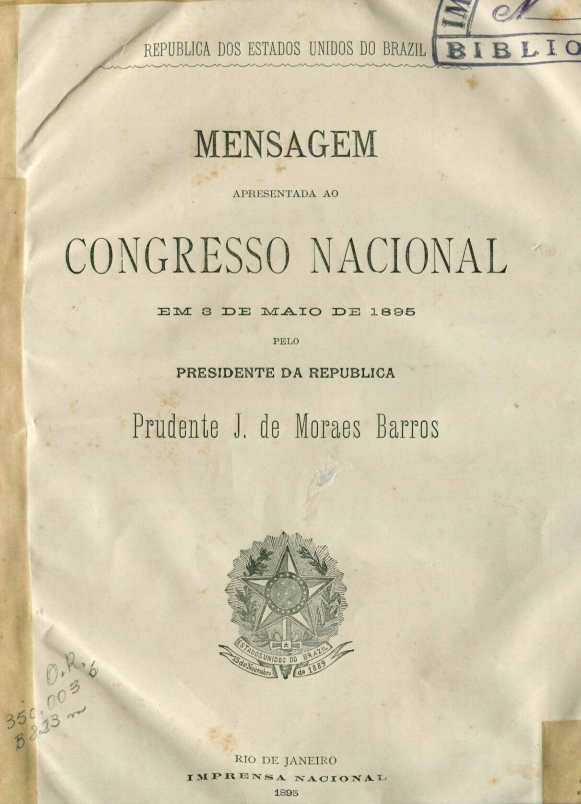 Capa do Livro Mensagem Apresentada ao Congresso Nacional