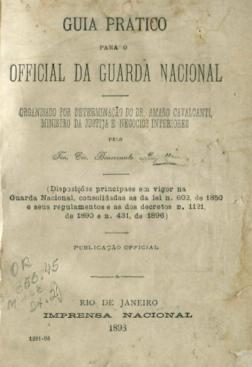 Capa do Livro Guia Pratico para o Official da Guarda Nacional
