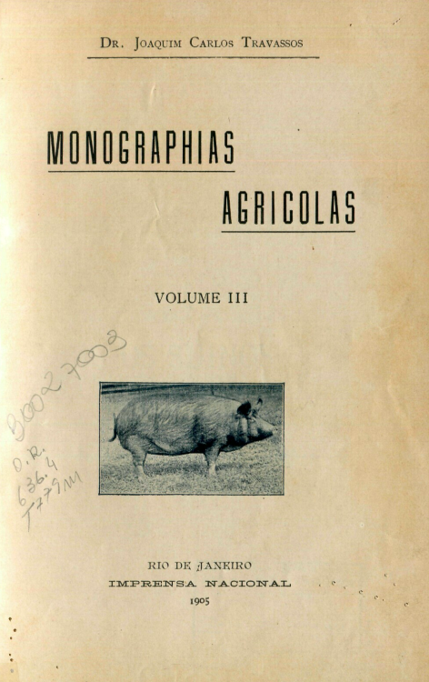 Capa do Livro Monographias Agricolas - Volume III