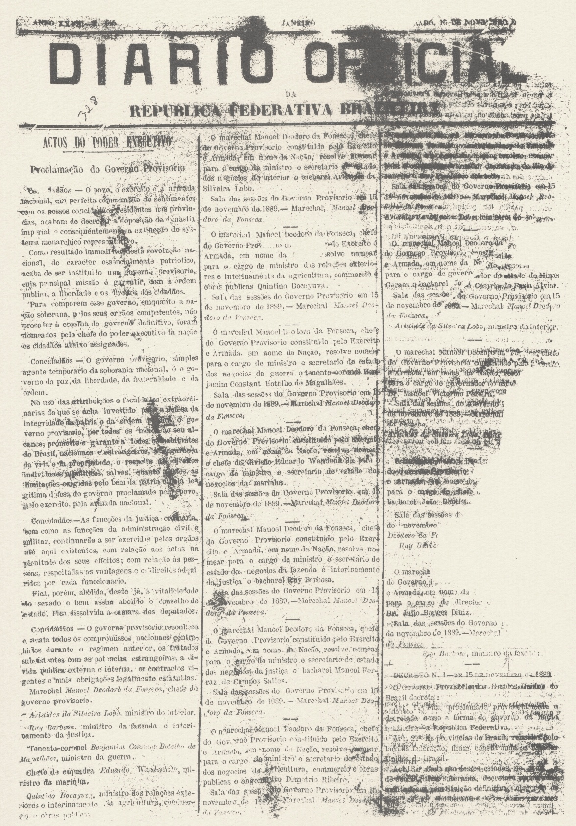 Proclamação da República - Proclamação do Governo Provisório.