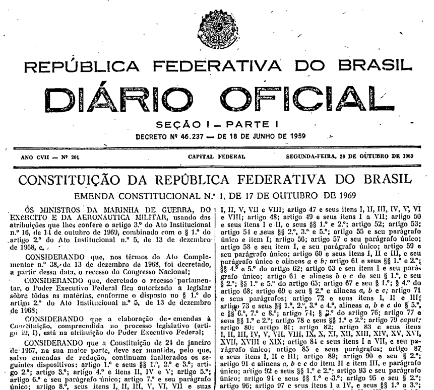 Constituição da República Federativa do Brasil do ano de 1969.