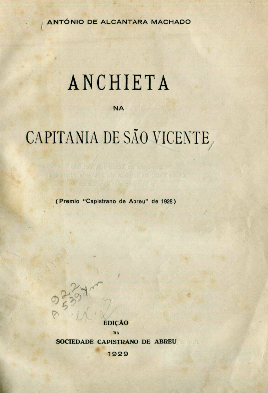 Capa do Livro Anchieta na Capitania de São Vicente