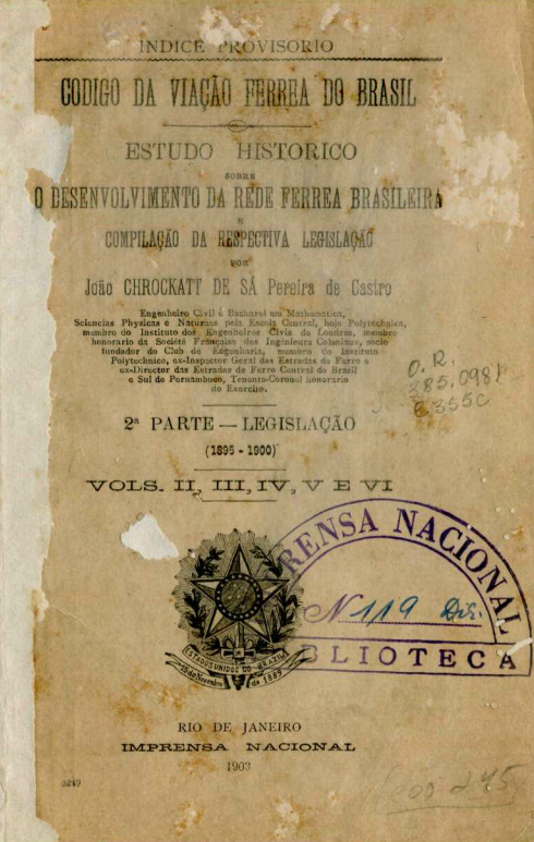 Capa do Livro Codigo da Viação Ferrea do Brasil - 2ªparte