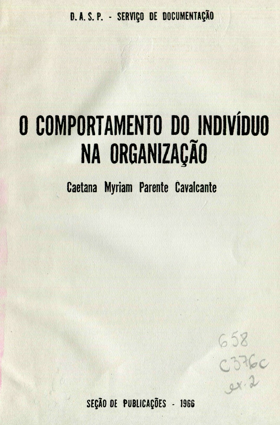 Capa do Livro O Comportamento do Indivíduo na Organização