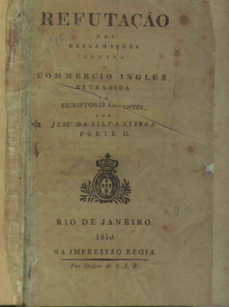 Capa do Livro Refutação das Declamações, Contra o comércio Ingles Extrahido de Escritores Eminentes - Parte II