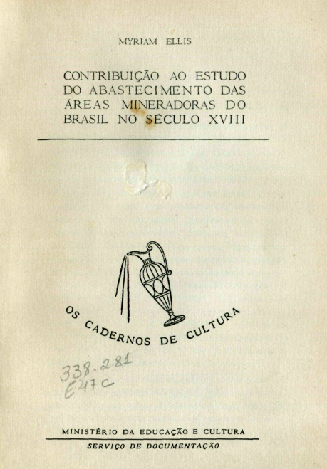 Capa do Livro Contribuição ao Estudo do Abastecimento das Áreas Mineradoras do Brasil no Século XVIII