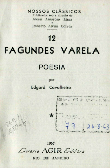 Capa do Livro Fagundes Varela (Poesia)