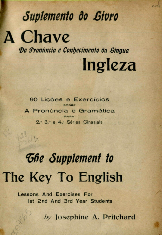 Capa do Livro A Chave da Pronúncia e Conhecimento da Língua Ingleza