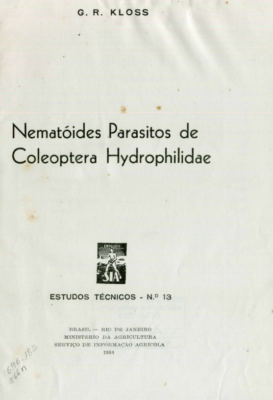 Capa do Livro Nematóides Parasitos de Coleoptera Hydrophilidae