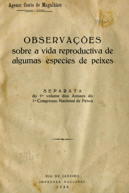 Capa do Livro Observações sobre a vida reprodutiva de algumas espécies de peixes