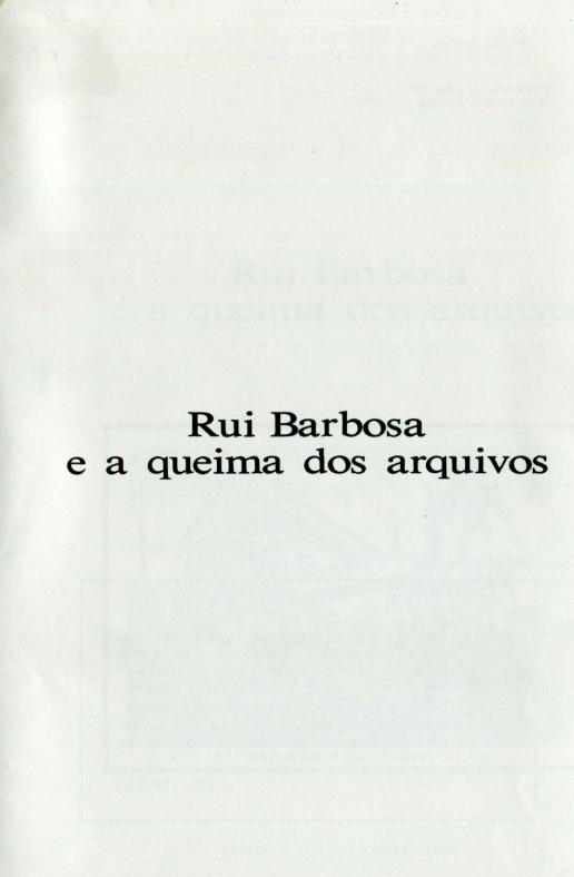 Capa do Livro Rui Barbosa e a queima dos arquivos