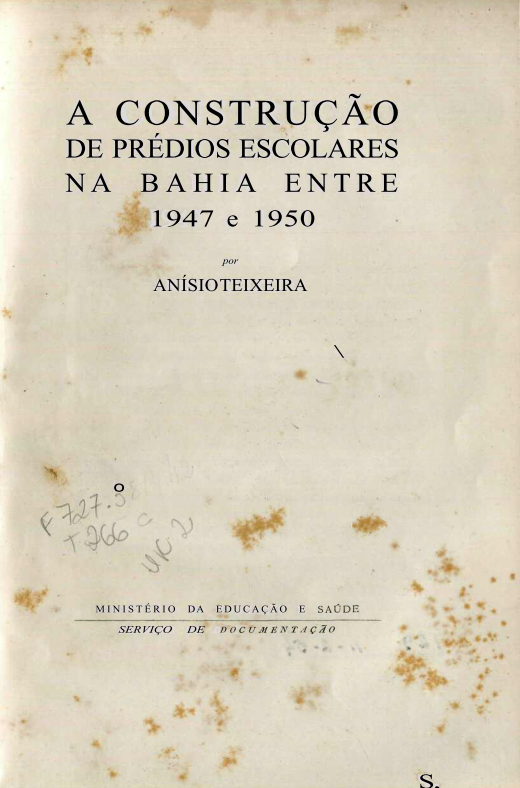 Capa do Livro A Construção de Prédios Escolares na Bahia entre 1947 e 1950