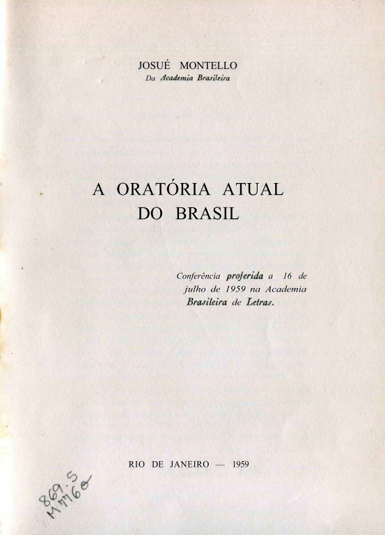 Capa do Livro A Oratória Atual do Brasil