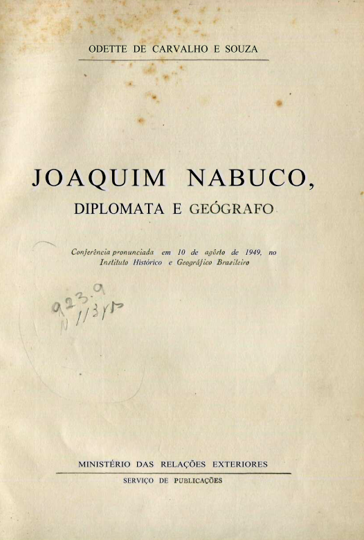 Capa do Livro Joaquim Nabuco, Diplomata e Geógrafo