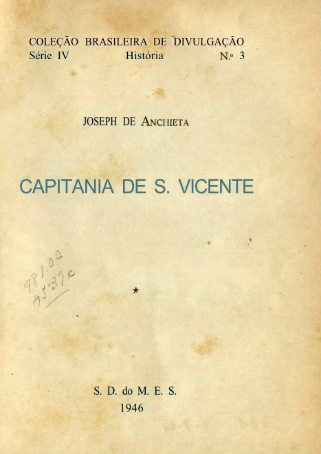 Capa do Livro Capitania de S. Vicente