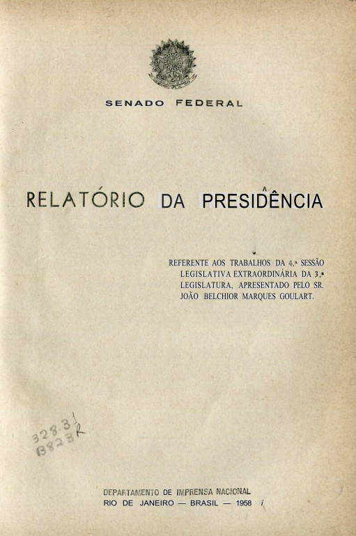 Capa do Livro Relatório da Presidência