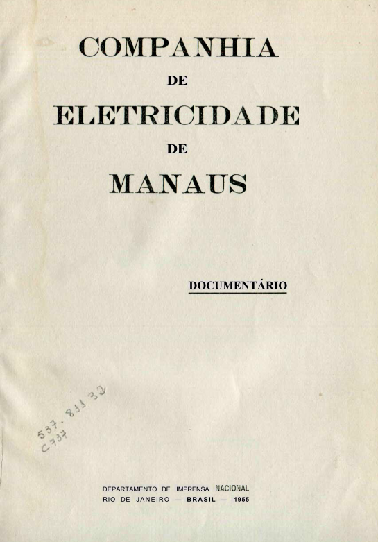 Capa do Livro Companhia de Eletricidade de Manaus