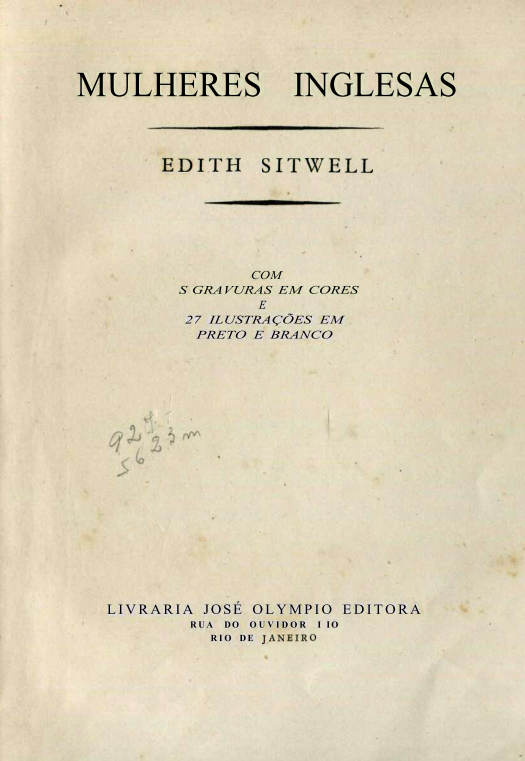 Capa do Livro Mulheres Inglesas-- Edith Sitwell