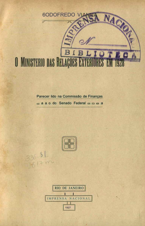 Capa do Livro O Ministério das Relações Exteriores em 1928