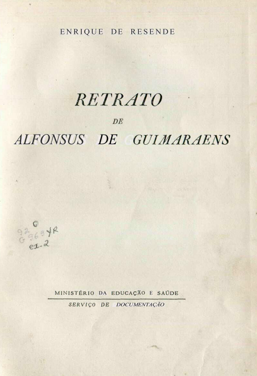 Capa do Livro Retrato de Alfonsus de Guimarães