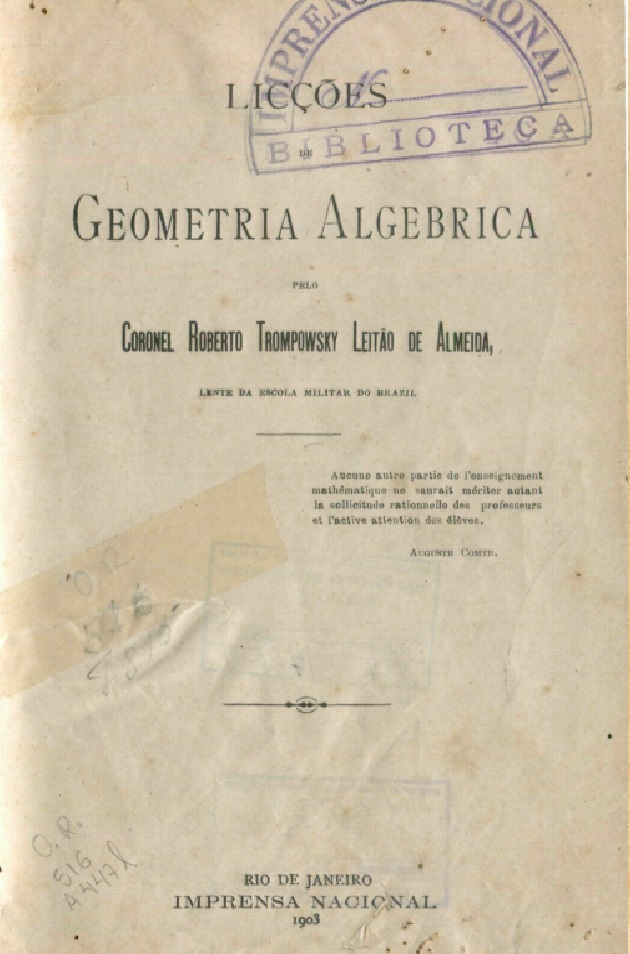Capa do Livro Licções de Geometria Algebrica