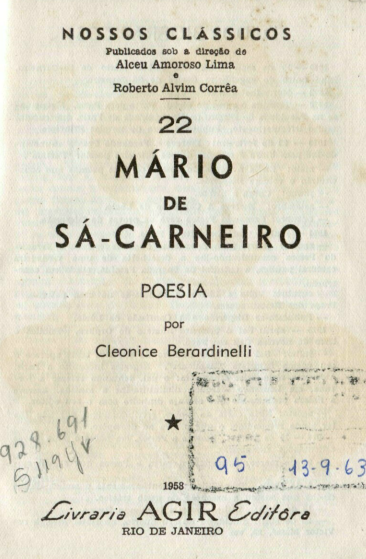 Capa do Livro Mário de Sá Carneiro - Poesia