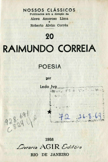 Capa do Livro Raimundo Correia - Poesia