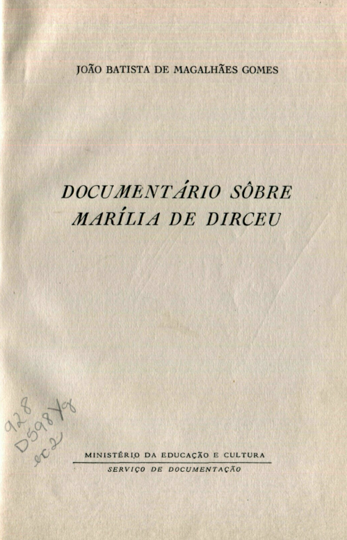 Capa do Livro Documentário Sobre Marília de Dirceu
