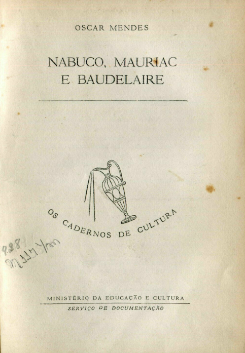 Capa do Livro Nabuco, Mauriac e Baudelaire